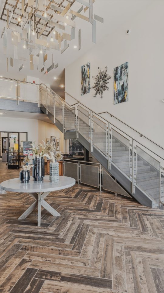 the lobby at The Steelyard Apartments